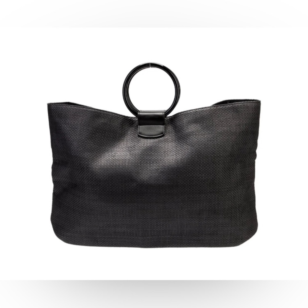 EUC - Kate Spade ♠️ New York Black Raffia Large Tote Bag With Ring Handles - Picture 4 of 13